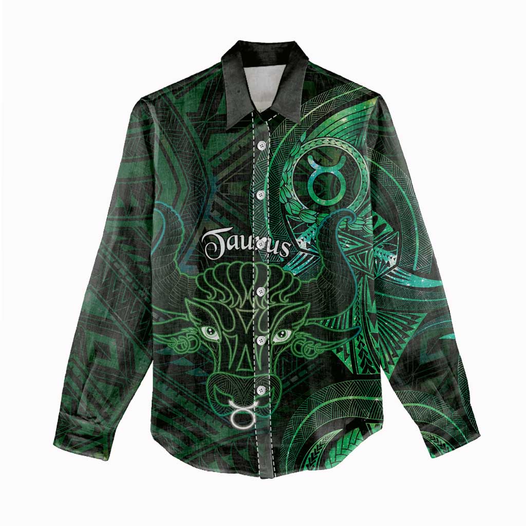 Personalised Polynesia Zodiac Taurus Women Casual Shirt Galaxy Polynesian Pattern Chest Tattoo Style LT14 - Polynesian Pride