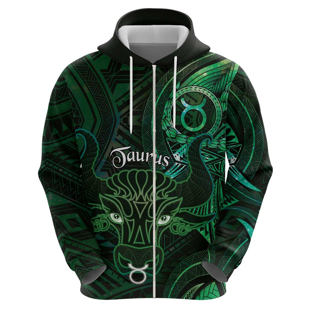 Personalised Polynesia Zodiac Taurus Zip Hoodie Galaxy Polynesian Pattern Chest Tattoo Style LT14 - Polynesian Pride