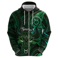 Personalised Polynesia Zodiac Taurus Zip Hoodie Galaxy Polynesian Pattern Chest Tattoo Style LT14 - Polynesian Pride