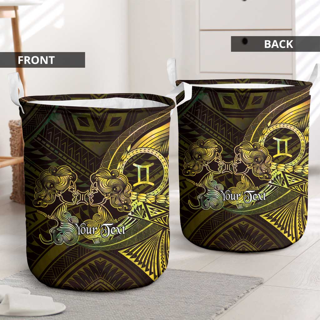 Personalised Polynesia Zodiac Gemini Laundry Basket Galaxy Polynesian Pattern Chest Tattoo Style LT14 - Polynesian Pride