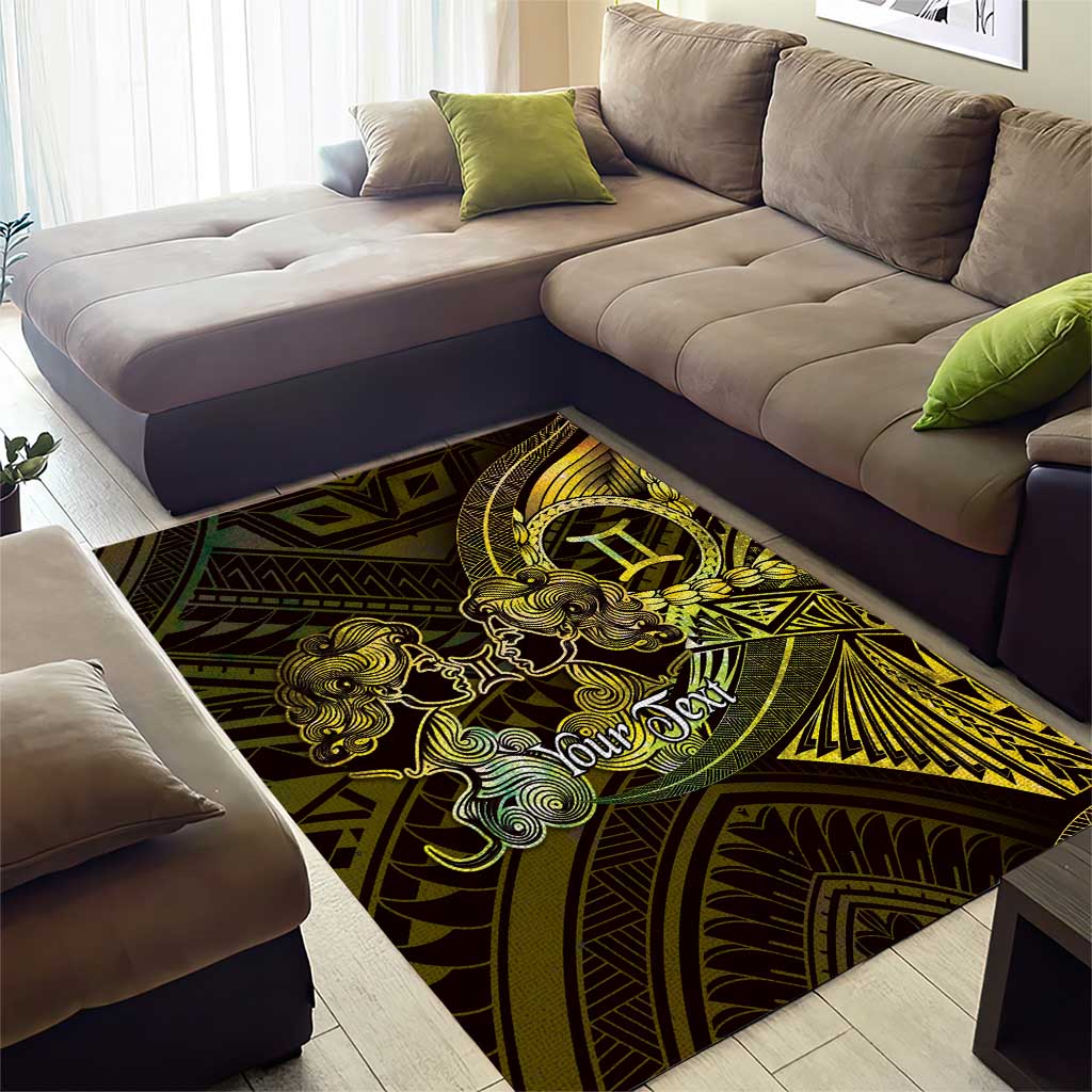 Personalised Polynesia Zodiac Gemini Area Rug Galaxy Polynesian Pattern Chest Tattoo Style LT14 - Polynesian Pride