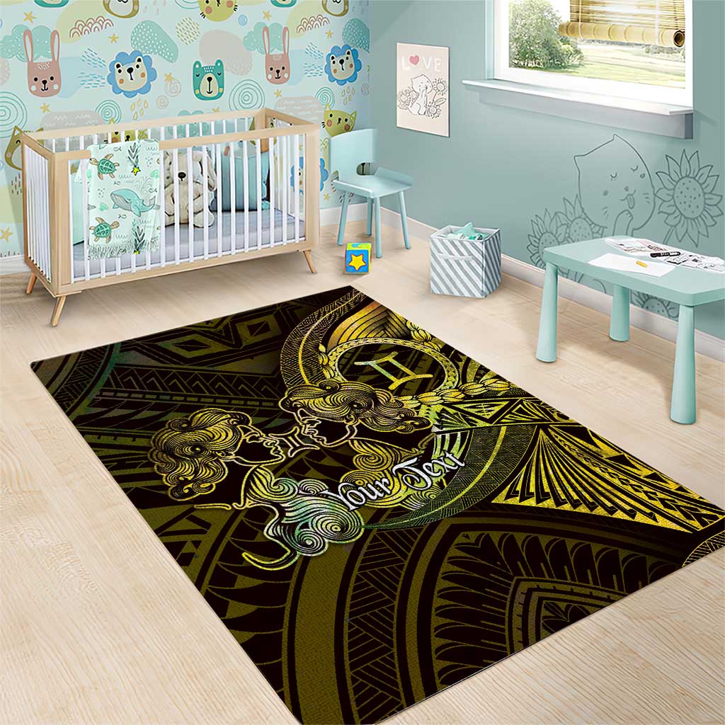 Personalised Polynesia Zodiac Gemini Area Rug Galaxy Polynesian Pattern Chest Tattoo Style LT14 - Polynesian Pride