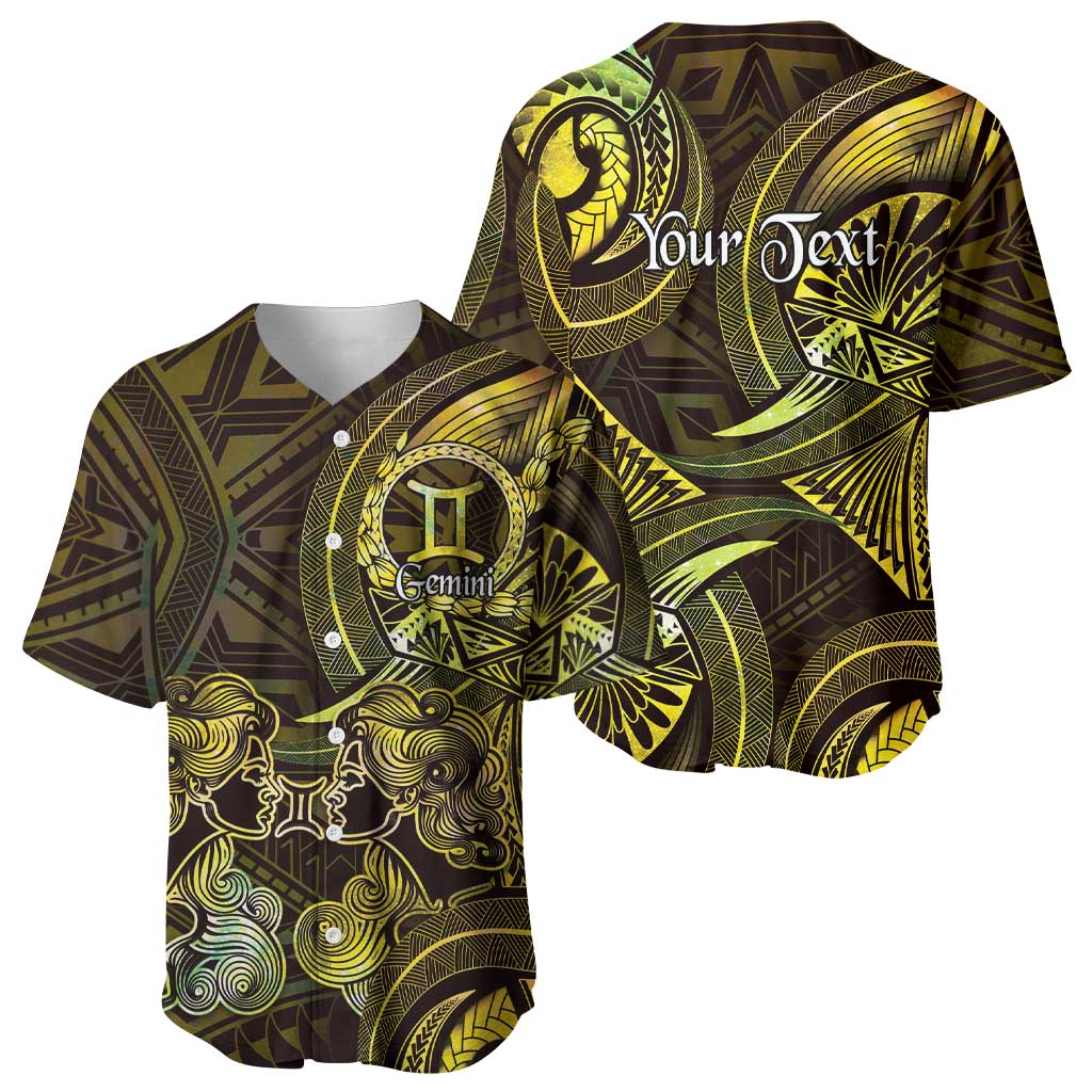 Personalised Polynesia Zodiac Gemini Baseball Jersey Galaxy Polynesian Pattern Chest Tattoo Style LT14 - Polynesian Pride