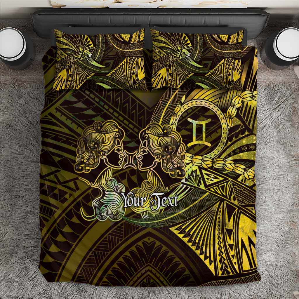 Personalised Polynesia Zodiac Gemini Bedding Set Galaxy Polynesian Pattern Chest Tattoo Style LT14 Yellow - Polynesian Pride