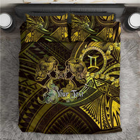 Personalised Polynesia Zodiac Gemini Bedding Set Galaxy Polynesian Pattern Chest Tattoo Style LT14 Yellow - Polynesian Pride