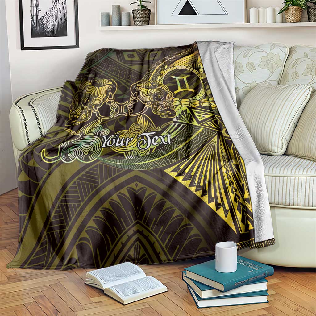 Personalised Polynesia Zodiac Gemini Blanket Galaxy Polynesian Pattern Chest Tattoo Style LT14 Yellow - Polynesian Pride