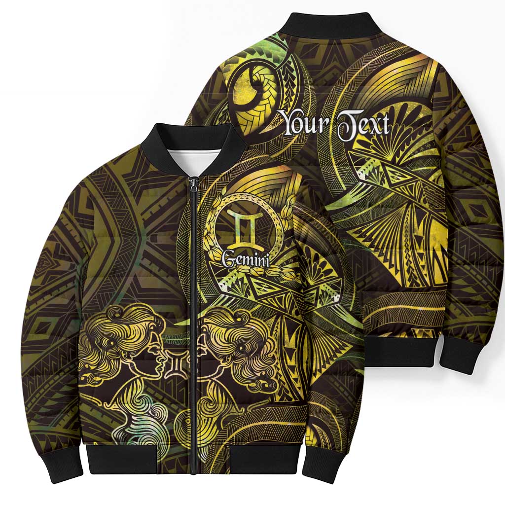 Personalised Polynesia Zodiac Gemini Bomber Puffer Jacket Galaxy Polynesian Pattern Chest Tattoo Style LT14 - Polynesian Pride