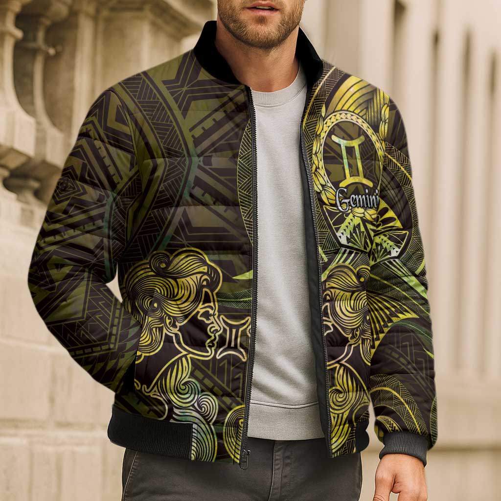 Personalised Polynesia Zodiac Gemini Bomber Puffer Jacket Galaxy Polynesian Pattern Chest Tattoo Style LT14 - Polynesian Pride