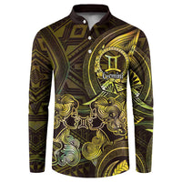 Personalised Polynesia Zodiac Gemini Button Sweatshirt Galaxy Polynesian Pattern Chest Tattoo Style LT14 Yellow - Polynesian Pride