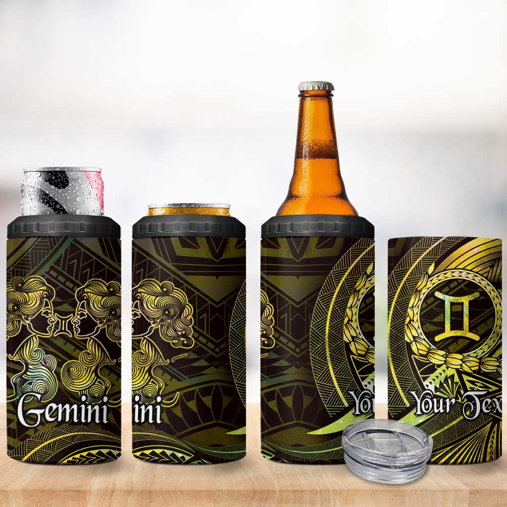 Personalised Polynesia Zodiac Gemini 4 in 1 Can Cooler Tumbler Galaxy Polynesian Pattern Chest Tattoo Style LT14 - Polynesian Pride