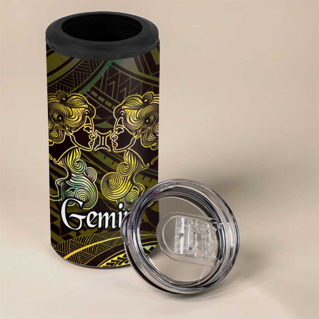 Personalised Polynesia Zodiac Gemini 4 in 1 Can Cooler Tumbler Galaxy Polynesian Pattern Chest Tattoo Style LT14 - Polynesian Pride