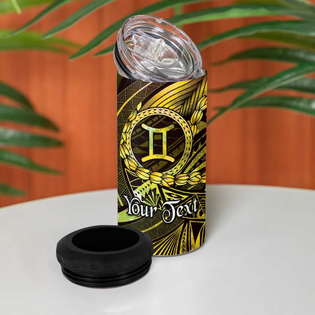 Personalised Polynesia Zodiac Gemini 4 in 1 Can Cooler Tumbler Galaxy Polynesian Pattern Chest Tattoo Style LT14 - Polynesian Pride