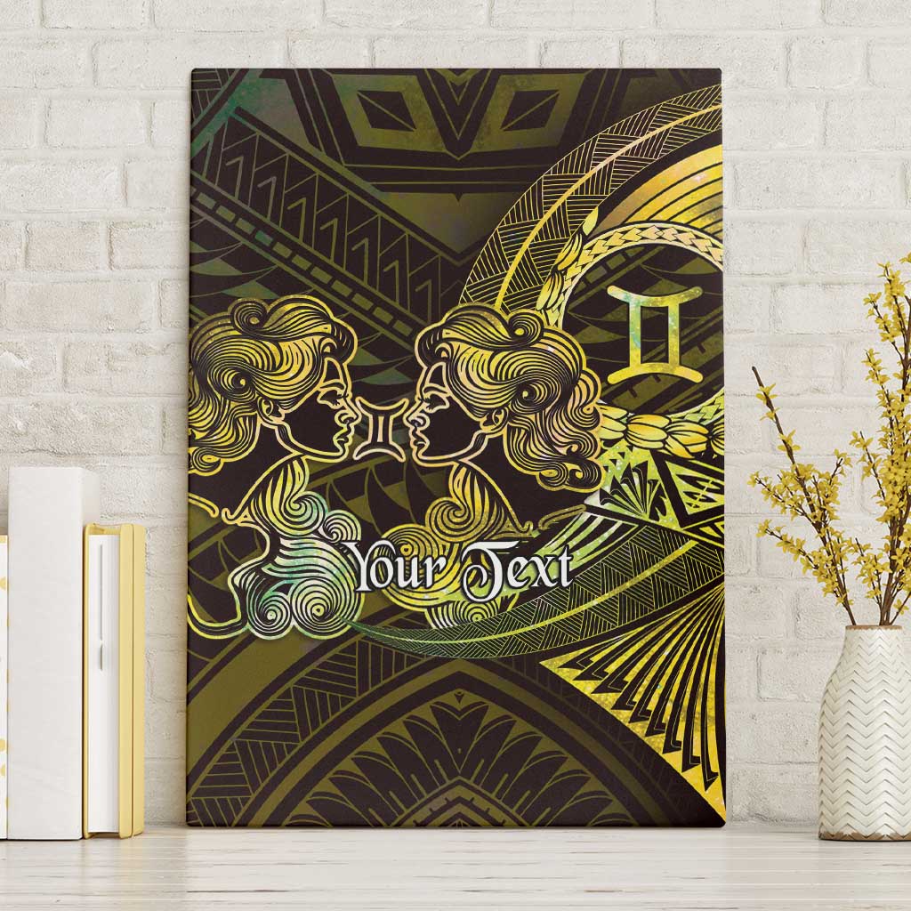 Personalised Polynesia Zodiac Gemini Canvas Wall Art Galaxy Polynesian Pattern Chest Tattoo Style LT14 Without Frame Yellow - Polynesian Pride