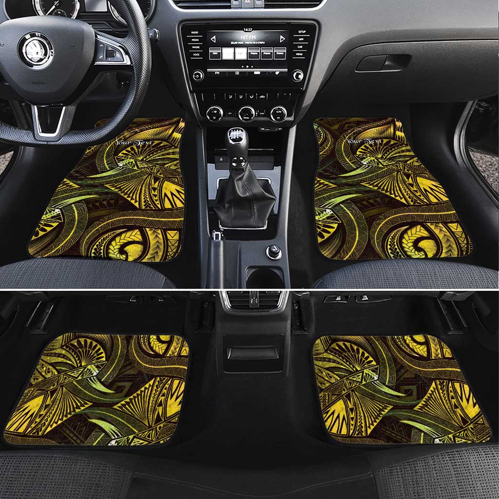 Personalised Polynesia Zodiac Gemini Car Mats Galaxy Polynesian Pattern Chest Tattoo Style LT14 Set 4pcs Yellow - Polynesian Pride
