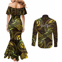 Personalised Polynesia Zodiac Gemini Couples Matching Mermaid Dress and Long Sleeve Button Shirt Galaxy Polynesian Pattern Chest Tattoo Style