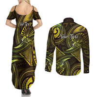 Personalised Polynesia Zodiac Gemini Couples Matching Summer Maxi Dress and Long Sleeve Button Shirt Galaxy Polynesian Pattern Chest Tattoo Style LT14 - Polynesian Pride
