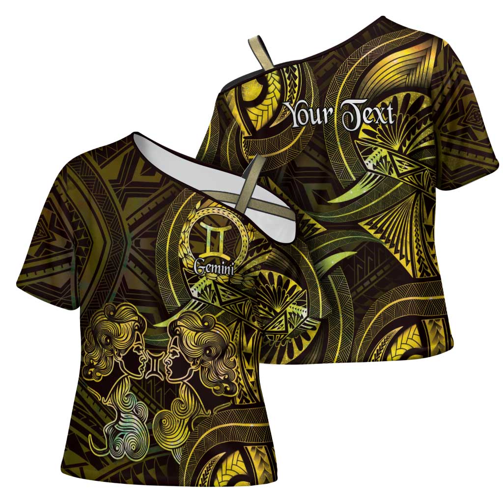 Personalised Polynesia Zodiac Gemini Cross Shoulder Shirt Galaxy Polynesian Pattern Chest Tattoo Style