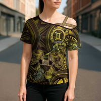 Personalised Polynesia Zodiac Gemini Cross Shoulder Shirt Galaxy Polynesian Pattern Chest Tattoo Style