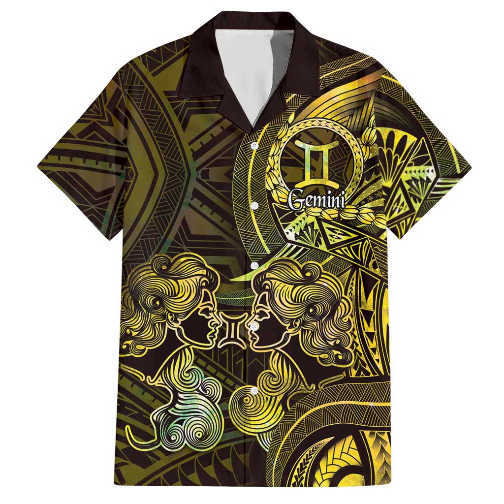 Personalised Polynesia Zodiac Gemini Hawaiian Shirt Galaxy Polynesian Pattern Chest Tattoo Style
