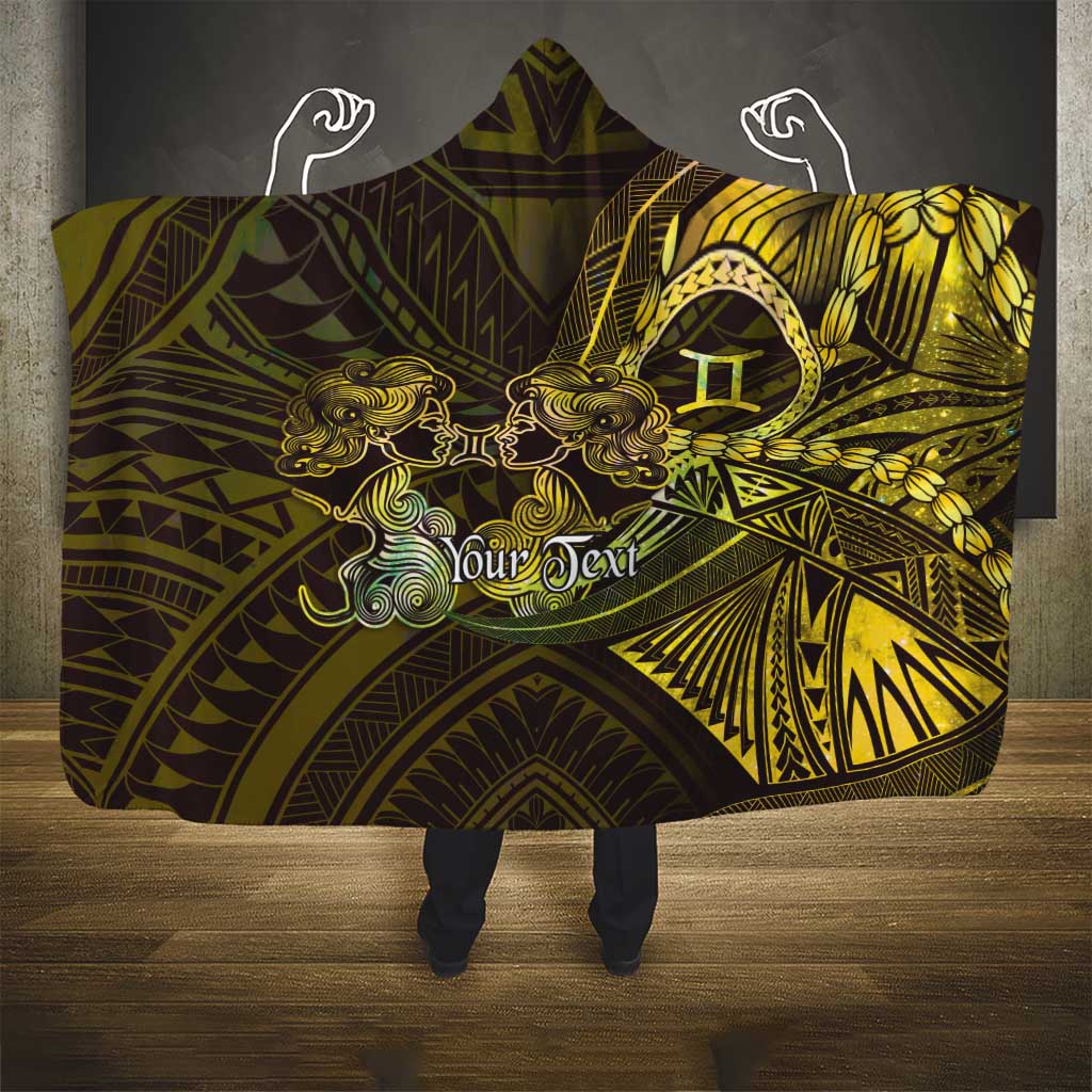 Personalised Polynesia Zodiac Gemini Hooded Blanket Galaxy Polynesian Pattern Chest Tattoo Style LT14 - Polynesian Pride