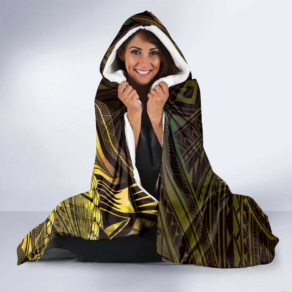Personalised Polynesia Zodiac Gemini Hooded Blanket Galaxy Polynesian Pattern Chest Tattoo Style LT14 - Polynesian Pride
