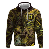 Personalised Polynesia Zodiac Gemini Hoodie Galaxy Polynesian Pattern Chest Tattoo Style LT14 Pullover Hoodie Yellow - Polynesian Pride