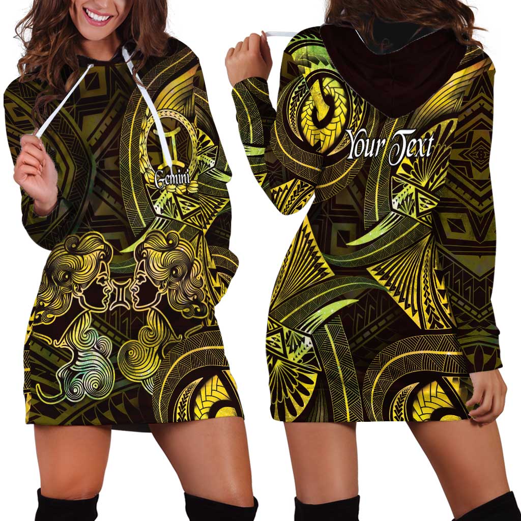 Personalised Polynesia Zodiac Gemini Hoodie Dress Galaxy Polynesian Pattern Chest Tattoo Style LT14 - Polynesian Pride