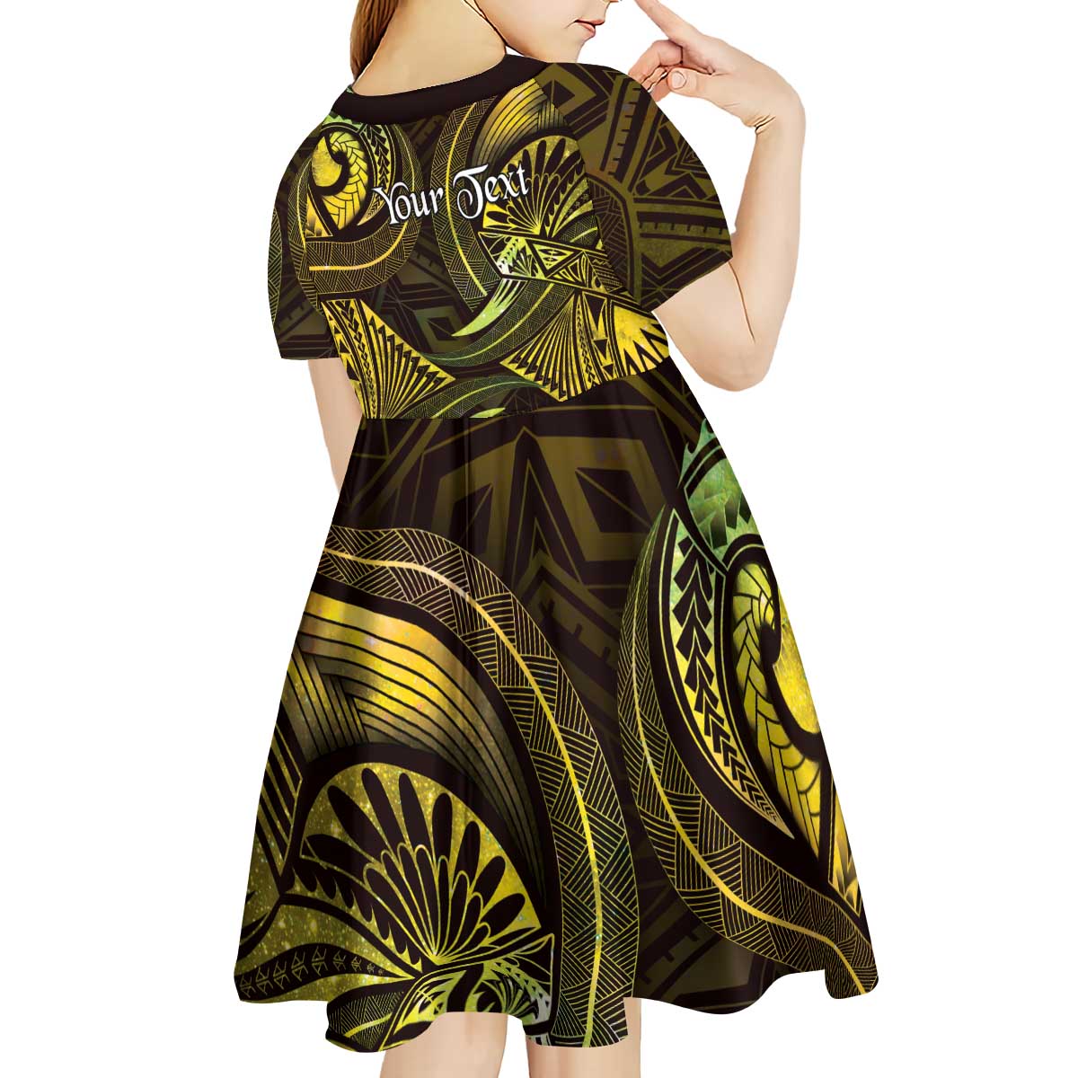 Personalised Polynesia Zodiac Gemini Kid Short Sleeve Dress Galaxy Polynesian Pattern Chest Tattoo Style LT14 - Polynesian Pride