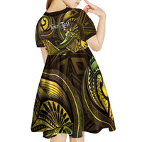 Personalised Polynesia Zodiac Gemini Kid Short Sleeve Dress Galaxy Polynesian Pattern Chest Tattoo Style LT14 - Polynesian Pride