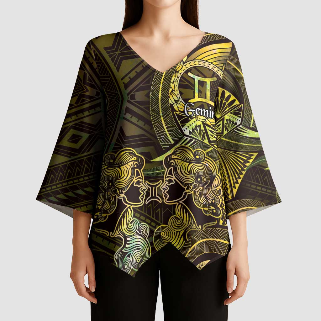 Personalised Polynesia Zodiac Gemini Kimono Sleeve Blouse Galaxy Polynesian Pattern Chest Tattoo Style LT14 - Polynesian Pride