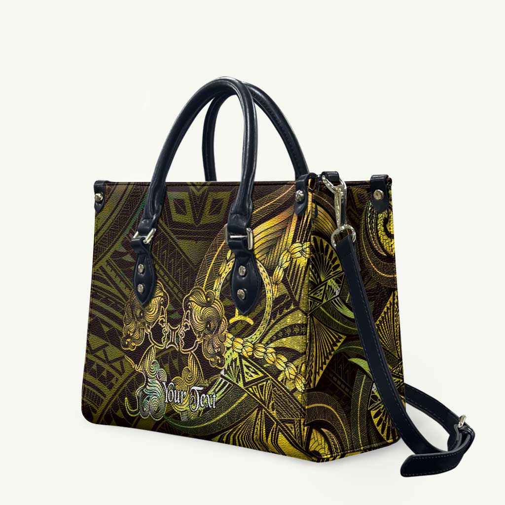 Personalised Polynesia Zodiac Gemini Leather Bag Galaxy Polynesian Pattern Chest Tattoo Style LT14 Yellow - Polynesian Pride