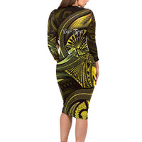 Personalised Polynesia Zodiac Gemini Long Sleeve Bodycon Dress Galaxy Polynesian Pattern Chest Tattoo Style LT14 - Polynesian Pride