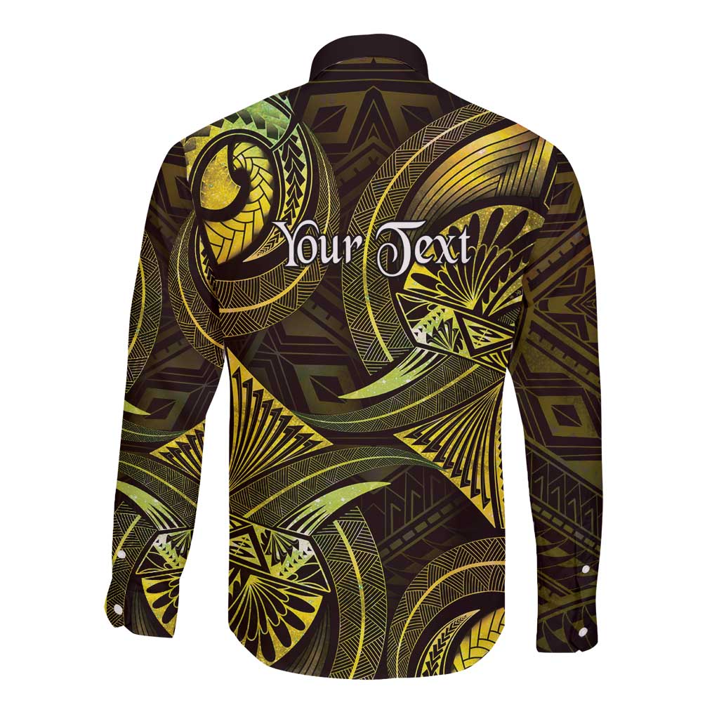 Personalised Polynesia Zodiac Gemini Long Sleeve Button Shirt Galaxy Polynesian Pattern Chest Tattoo Style LT14 - Polynesian Pride