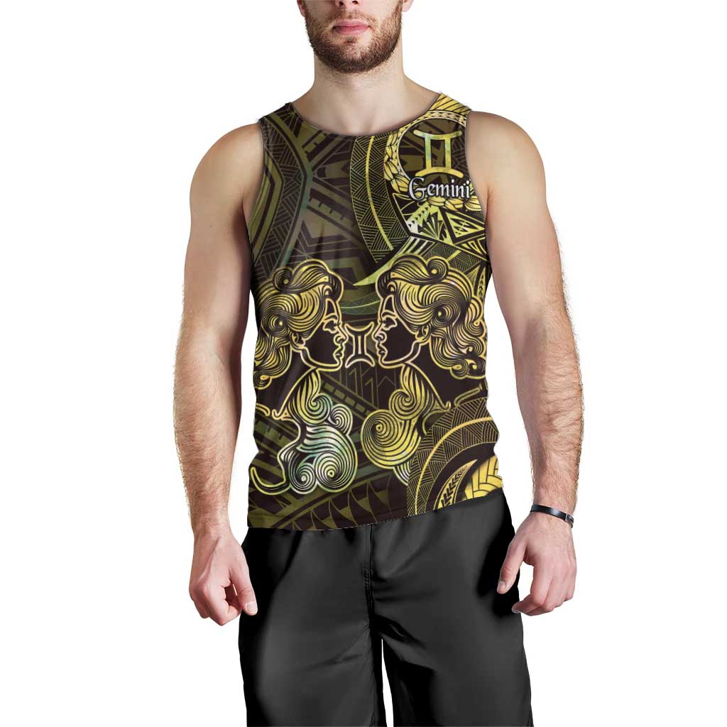 Personalised Polynesia Zodiac Gemini Men Tank Top Galaxy Polynesian Pattern Chest Tattoo Style LT14 - Polynesian Pride