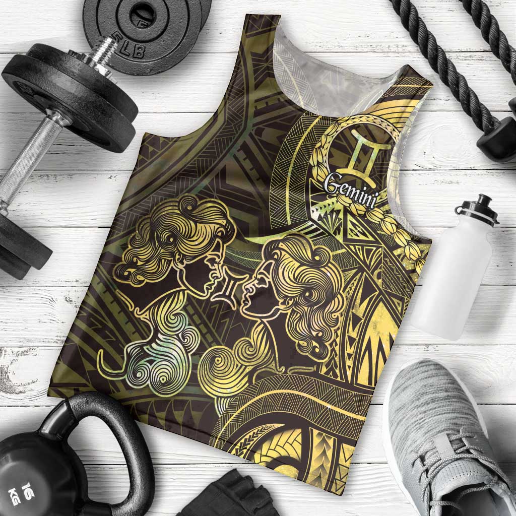 Personalised Polynesia Zodiac Gemini Men Tank Top Galaxy Polynesian Pattern Chest Tattoo Style LT14 - Polynesian Pride