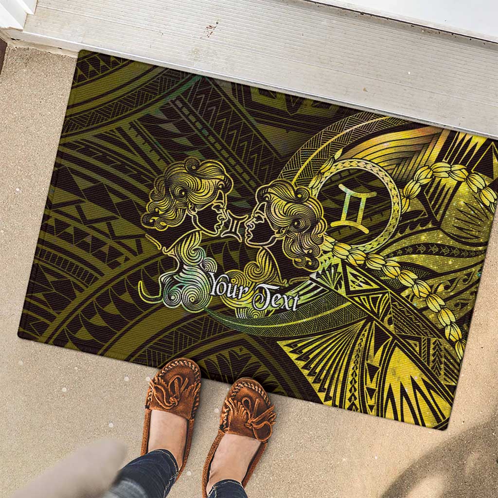Personalised Polynesia Zodiac Gemini Rubber Doormat Galaxy Polynesian Pattern Chest Tattoo Style LT14 - Polynesian Pride