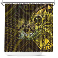 Personalised Polynesia Zodiac Gemini Shower Curtain Galaxy Polynesian Pattern Chest Tattoo Style LT14 Yellow - Polynesian Pride