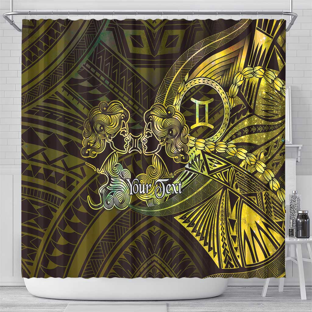 Personalised Polynesia Zodiac Gemini Shower Curtain Galaxy Polynesian Pattern Chest Tattoo Style LT14 - Polynesian Pride