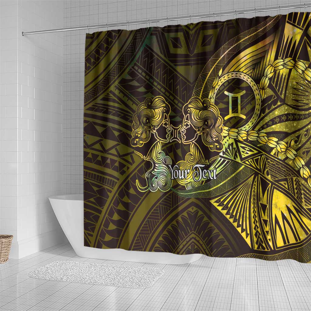 Personalised Polynesia Zodiac Gemini Shower Curtain Galaxy Polynesian Pattern Chest Tattoo Style LT14 - Polynesian Pride