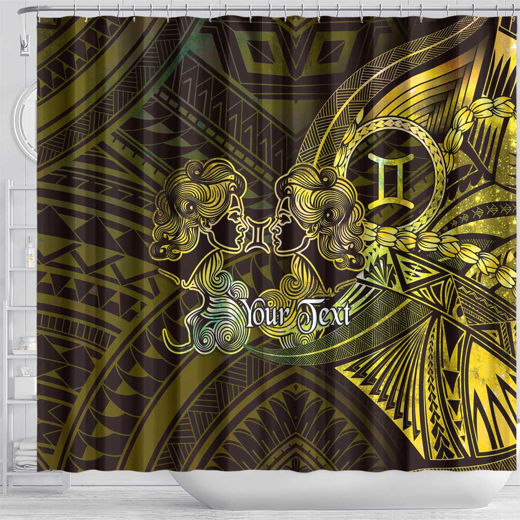 Personalised Polynesia Zodiac Gemini Shower Curtain Galaxy Polynesian Pattern Chest Tattoo Style LT14 - Polynesian Pride