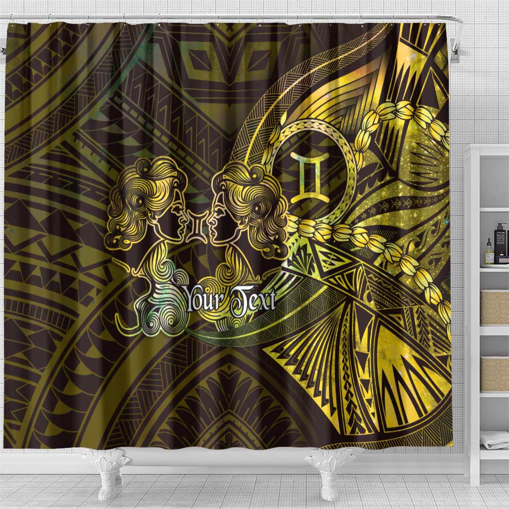 Personalised Polynesia Zodiac Gemini Shower Curtain Galaxy Polynesian Pattern Chest Tattoo Style LT14 - Polynesian Pride