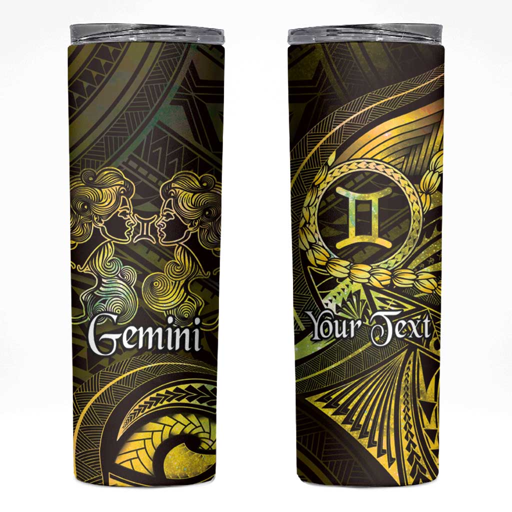 Personalised Polynesia Zodiac Gemini Skinny Tumbler Galaxy Polynesian Pattern Chest Tattoo Style LT14 Yellow - Polynesian Pride