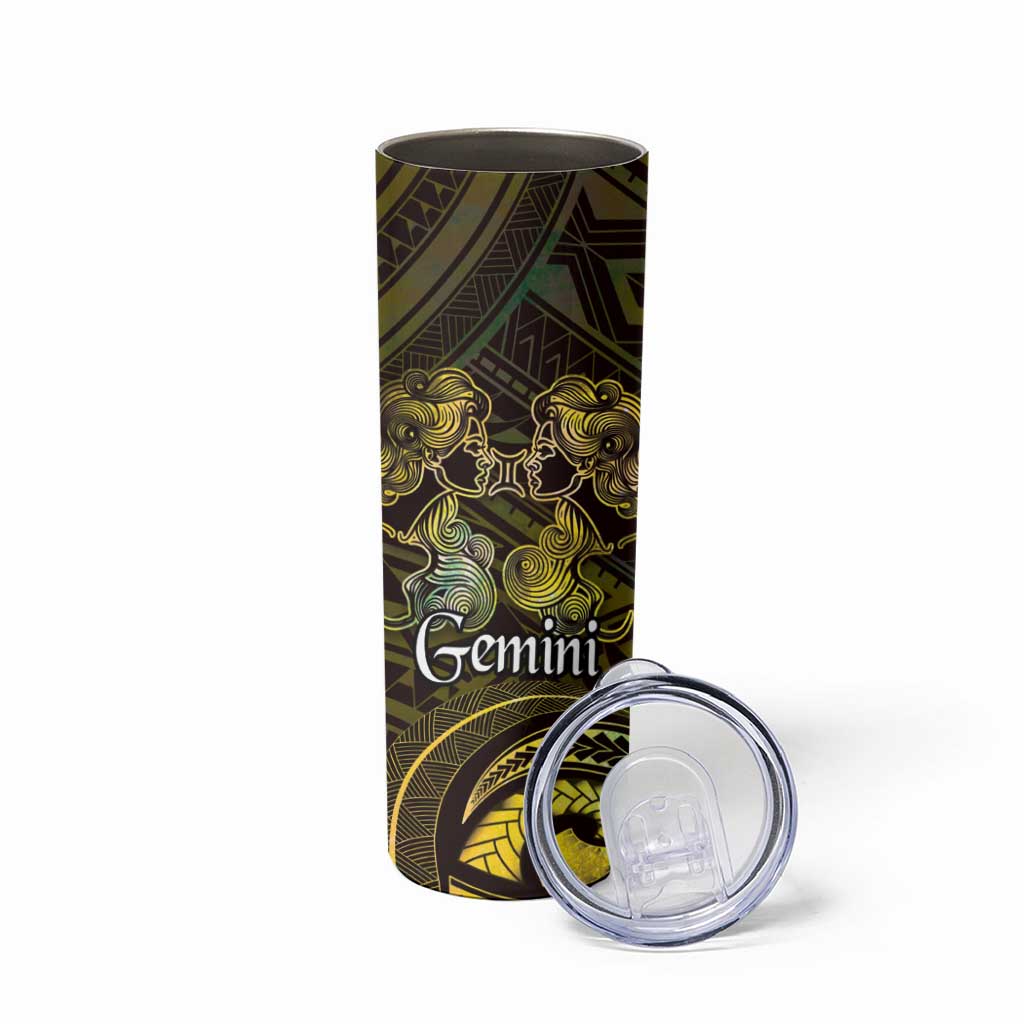 Personalised Polynesia Zodiac Gemini Skinny Tumbler Galaxy Polynesian Pattern Chest Tattoo Style LT14 - Polynesian Pride