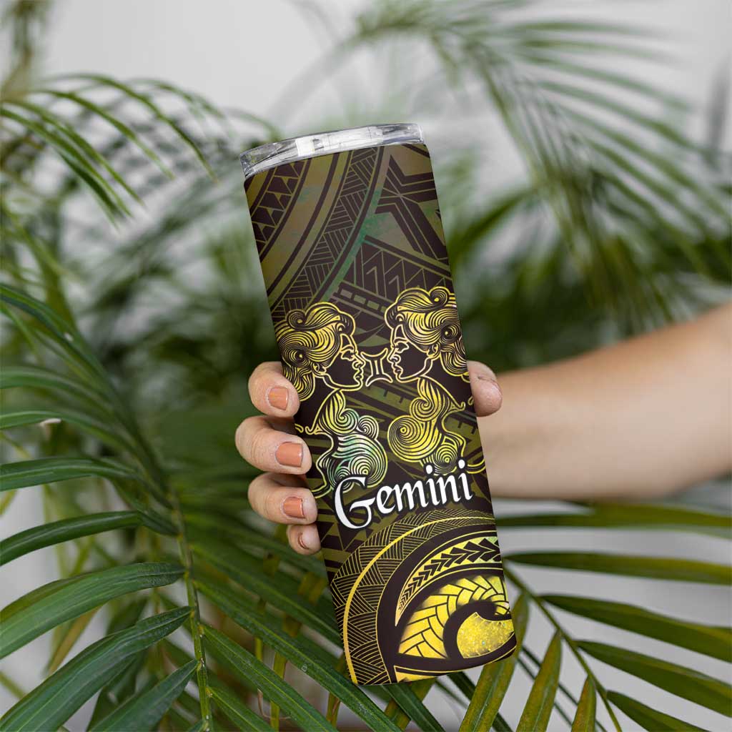Personalised Polynesia Zodiac Gemini Skinny Tumbler Galaxy Polynesian Pattern Chest Tattoo Style LT14 - Polynesian Pride
