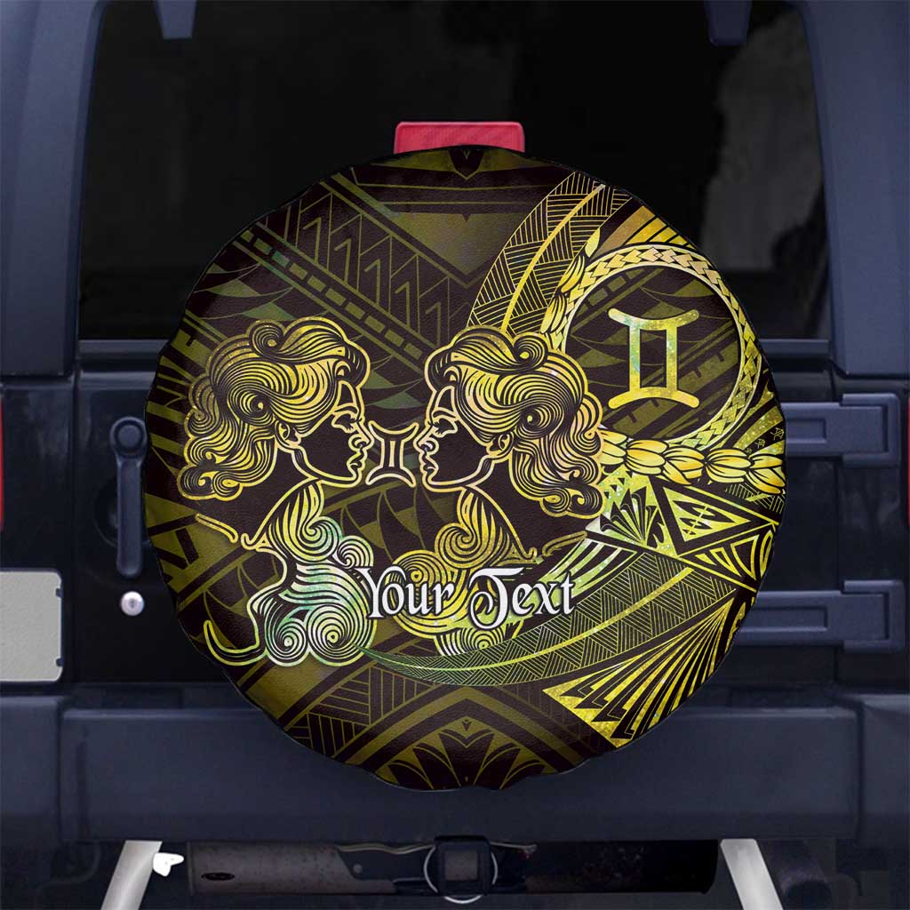 Personalised Polynesia Zodiac Gemini Spare Tire Cover Galaxy Polynesian Pattern Chest Tattoo Style LT14 No hole Yellow - Polynesian Pride