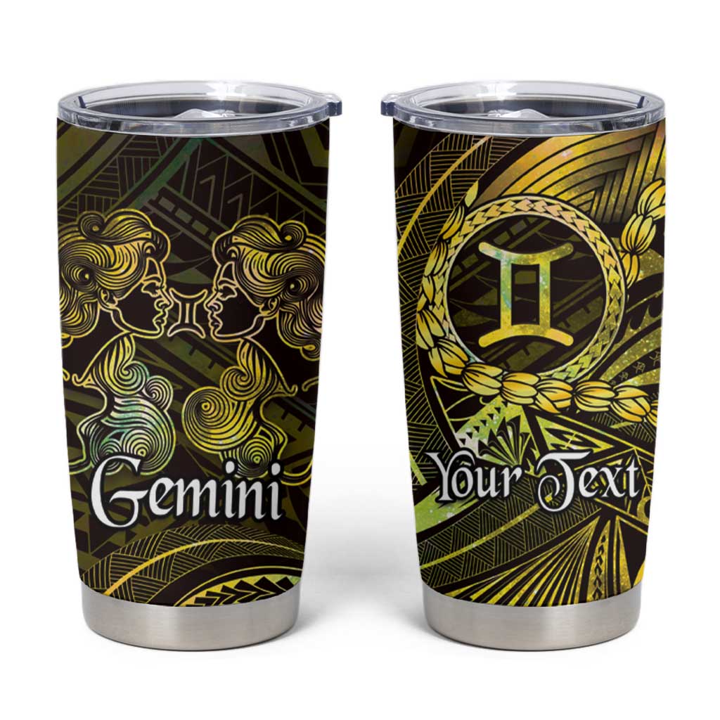 Personalised Polynesia Zodiac Gemini Tumbler Cup Galaxy Polynesian Pattern Chest Tattoo Style LT14 Yellow - Polynesian Pride
