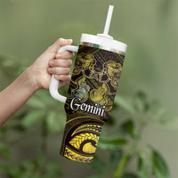 Personalised Polynesia Zodiac Gemini Tumbler With Handle Galaxy Polynesian Pattern Chest Tattoo Style LT14 - Polynesian Pride