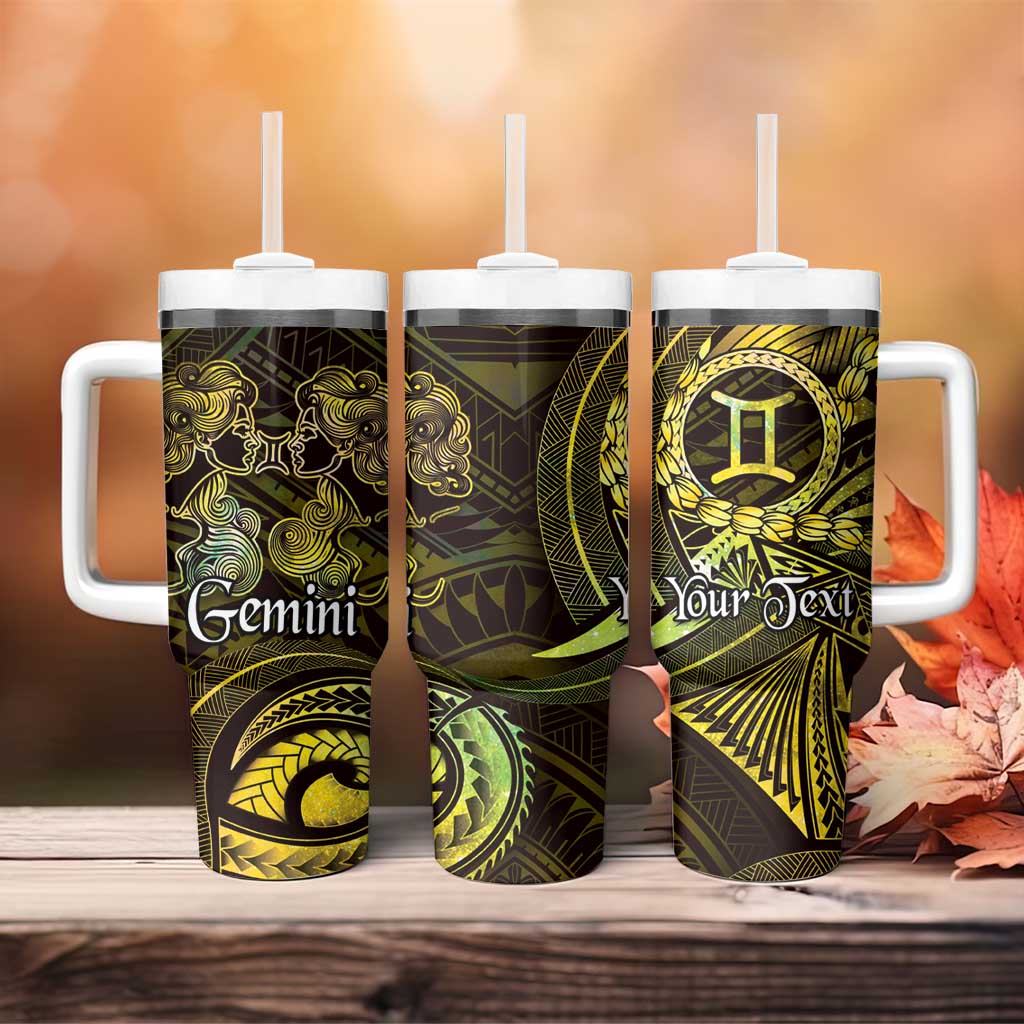 Personalised Polynesia Zodiac Gemini Tumbler With Handle Galaxy Polynesian Pattern Chest Tattoo Style LT14 - Polynesian Pride