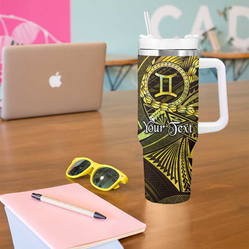 Personalised Polynesia Zodiac Gemini Tumbler With Handle Galaxy Polynesian Pattern Chest Tattoo Style LT14 - Polynesian Pride