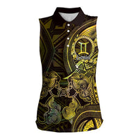 Personalised Polynesia Zodiac Gemini Women Sleeveless Polo Shirt Galaxy Polynesian Pattern Chest Tattoo Style